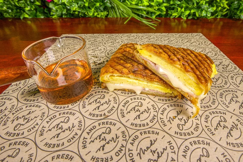 Ham & Swiss Egg Croissant with Syrup