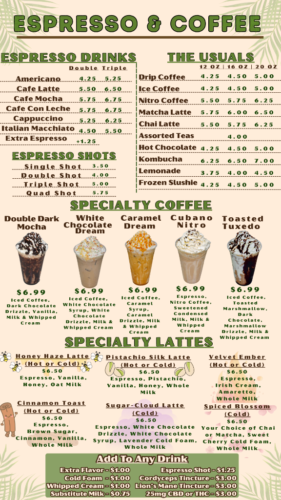 Chill Cawfee Espresso & Coffee Menu