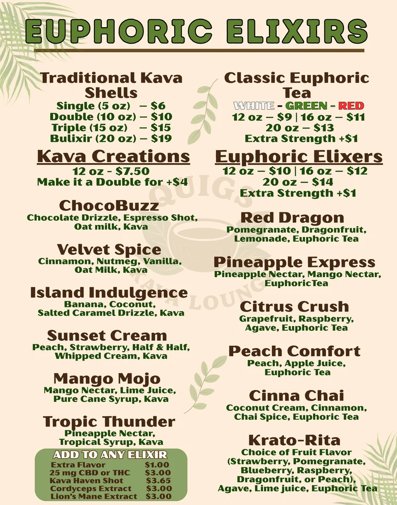 Euphoric Elixirs — Kava & Euphoric Tea Menu